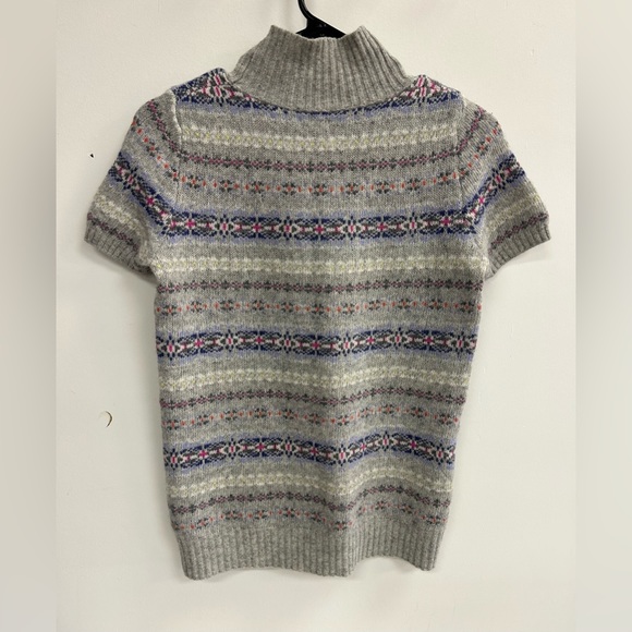 STILE BENETTON CASHMERE BLEND ITALIAN YARN SHORT SLEEVES HIGH NECK SWEATER S - Picture 6 of 7